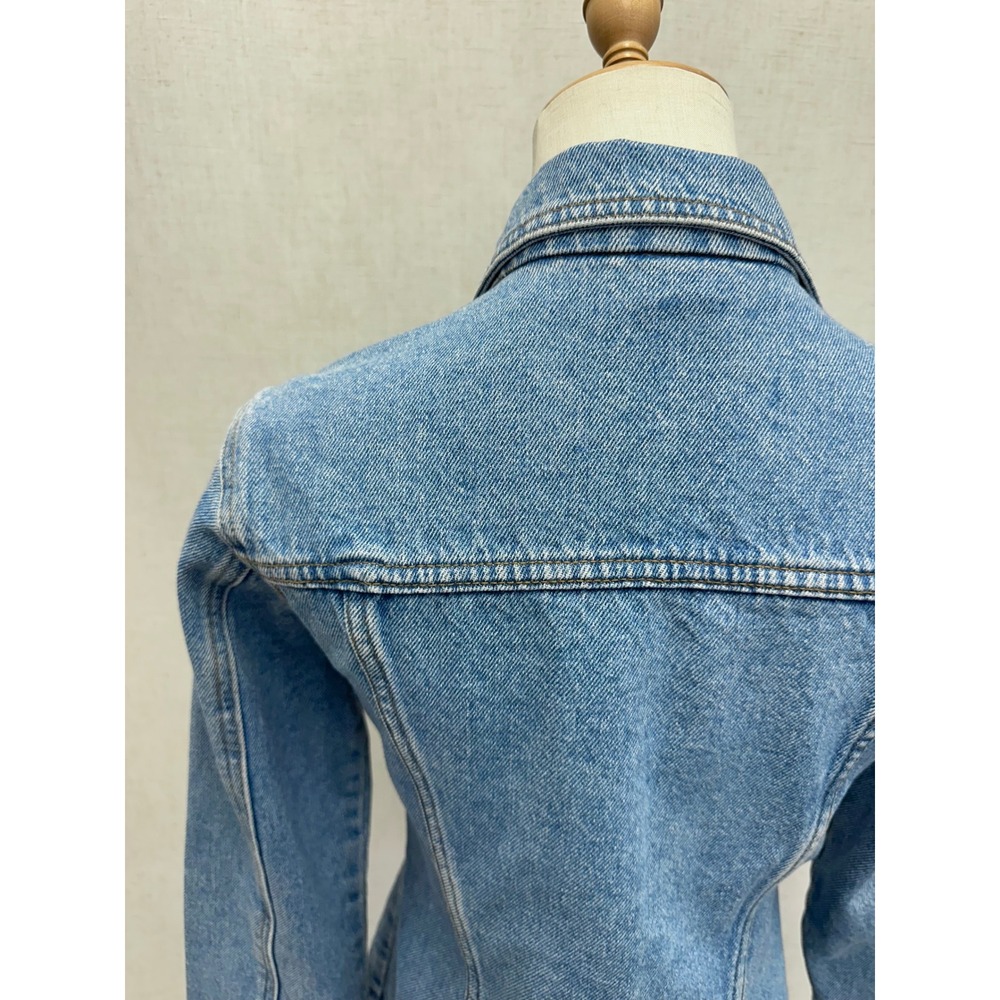 Moda International 90s Vintage  Cotton Blue Denim Shirt Jacket Small Tailored‎ - Picture 11 of 16